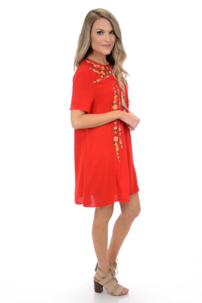 Moon Flower Dress, Red