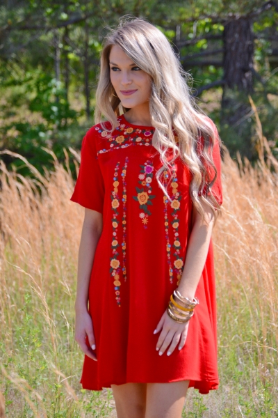 Moon Flower Dress, Red