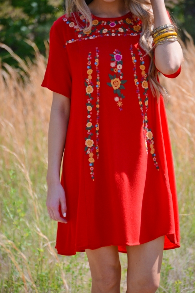 Moon Flower Dress, Red