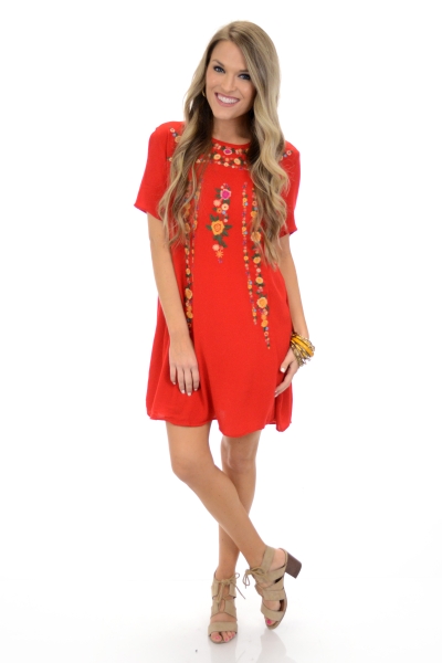 Moon Flower Dress, Red