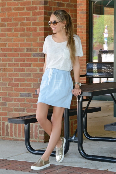 Pull On Denim Skirt