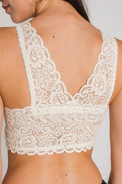 Lace Padded Bralette, Ivory