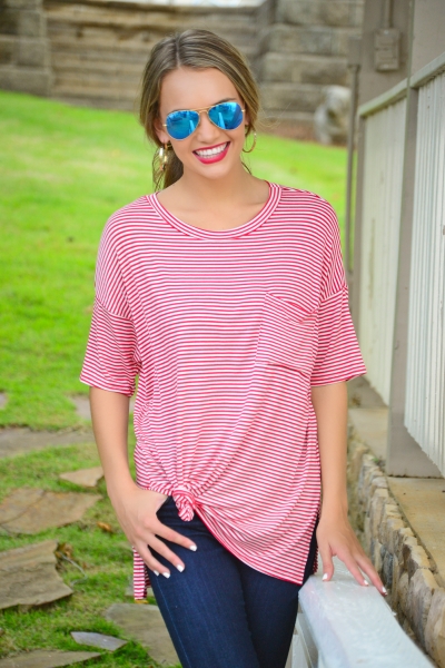 Cannes Striped Tee, Red