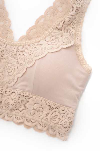 Lace Padded Bralette, Nude