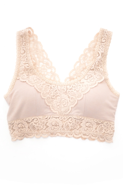 Lace Padded Bralette, Nude