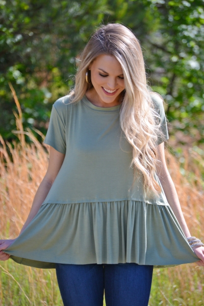 Meg Babydoll Tee, Olive