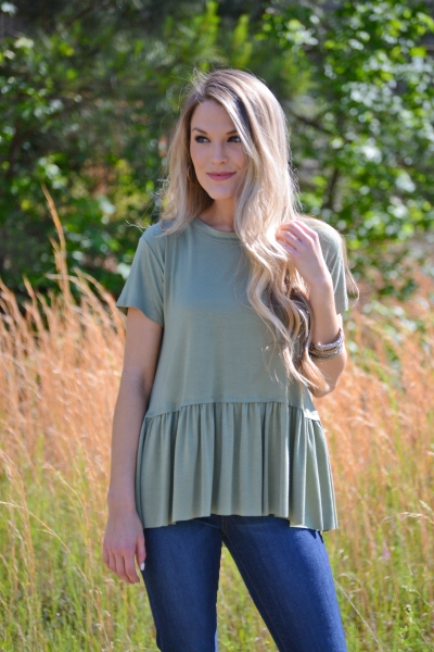 Meg Babydoll Tee, Olive