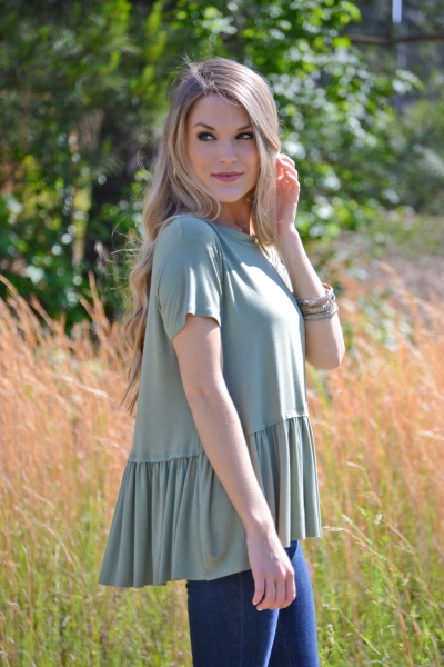 Meg Babydoll Tee, Olive
