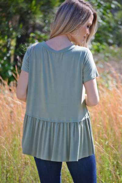 Meg Babydoll Tee, Olive