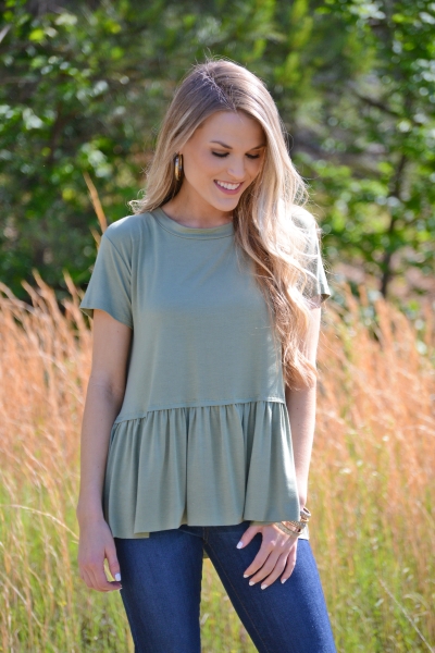 Meg Babydoll Tee, Olive