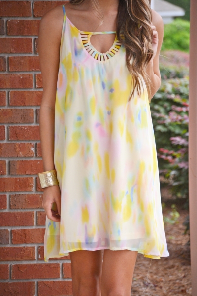 Watercolor Slip Dress, Yellow