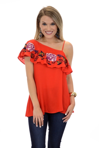 Red Rush One Shoulder