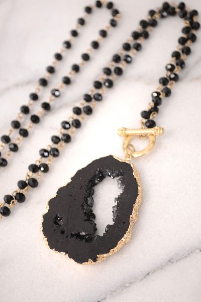 Loop D Loop Rock Necklace, Black