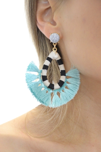 Stunner Striped Earring, Seafoam