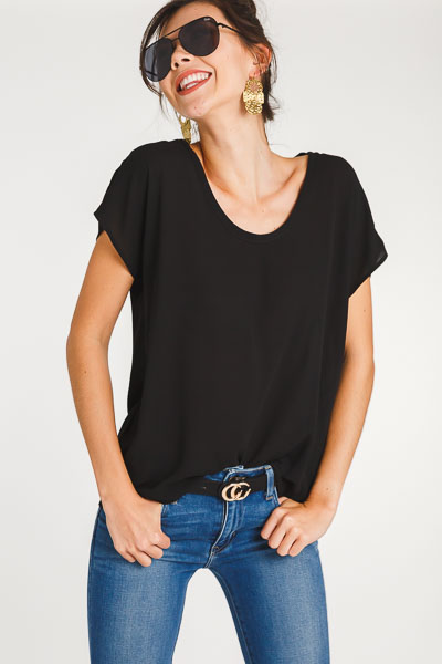 Basic Chiffon Top, Black