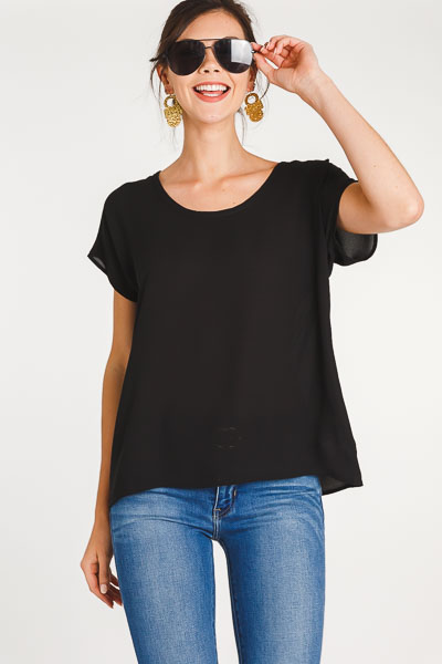 Basic Chiffon Top, Black