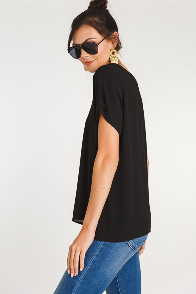 Basic Chiffon Top, Black