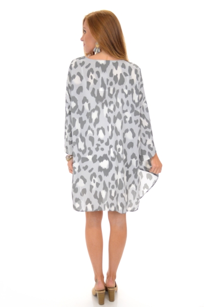 Leopard Kimono, Grey