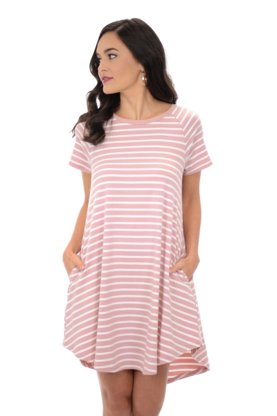 Everyday Striped Dress, Mauve