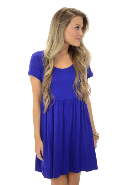 Scoop Neck Dress, Cobalt