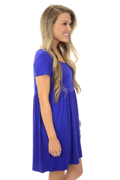 Scoop Neck Dress, Cobalt