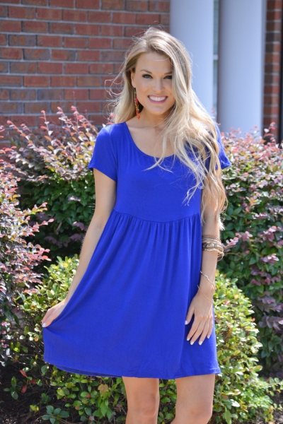 Scoop Neck Dress, Cobalt