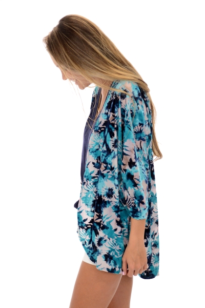 Velvet Burnout Kimono, Teal