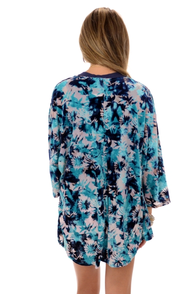 Velvet Burnout Kimono, Teal