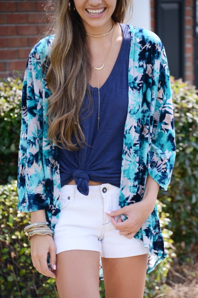 Velvet Burnout Kimono, Teal