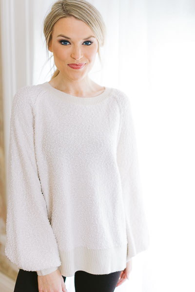 Boat Neck Sweater, Cream