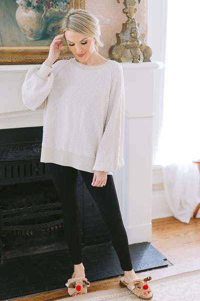 Boat Neck Sweater, Cream