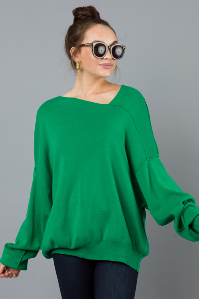 On the Slant Sweater, Kelly Green