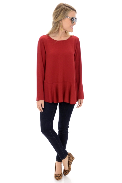 Zoe Flounce Top, Red