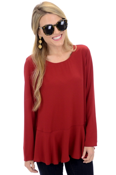 Zoe Flounce Top, Red