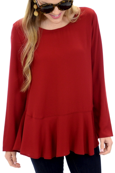 Zoe Flounce Top, Red