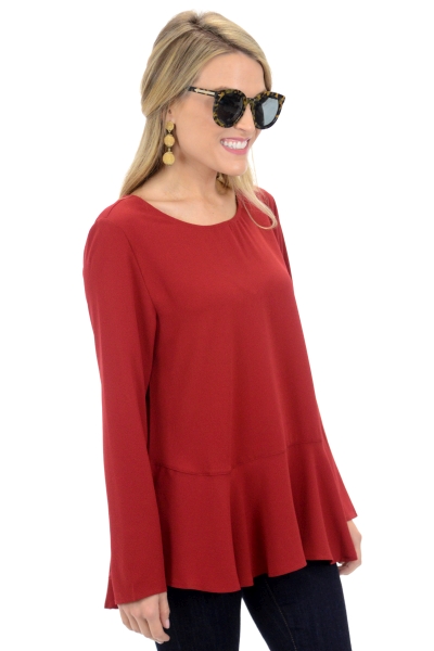 Zoe Flounce Top, Red