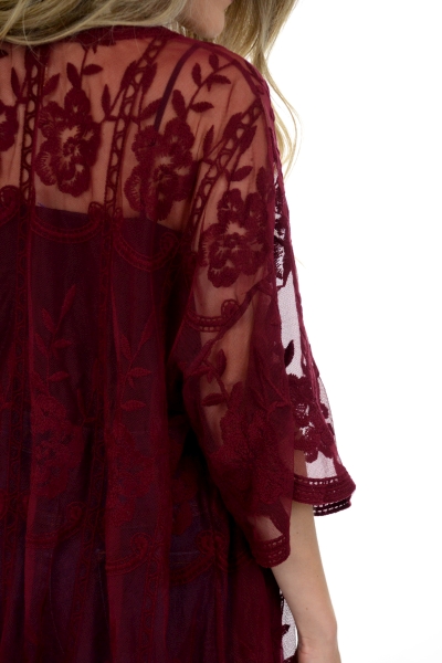 Burgundy Lace Kimono