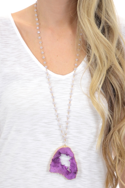 Stargazing Stone Necklace, Purple