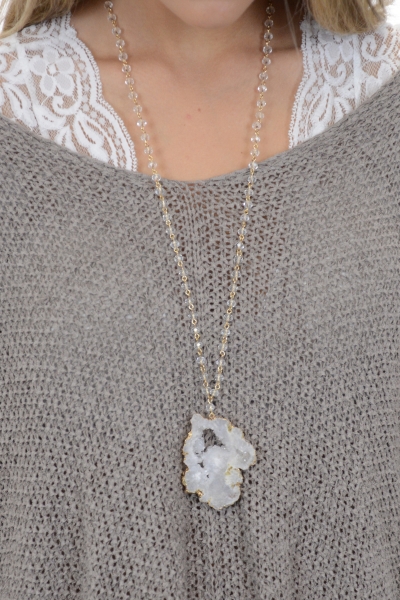 Stargazing Stone Necklace, White