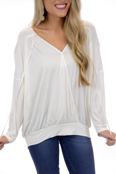 Banded Bottom Top, Ivory