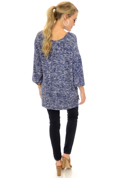 Marled Knit Top, Navy
