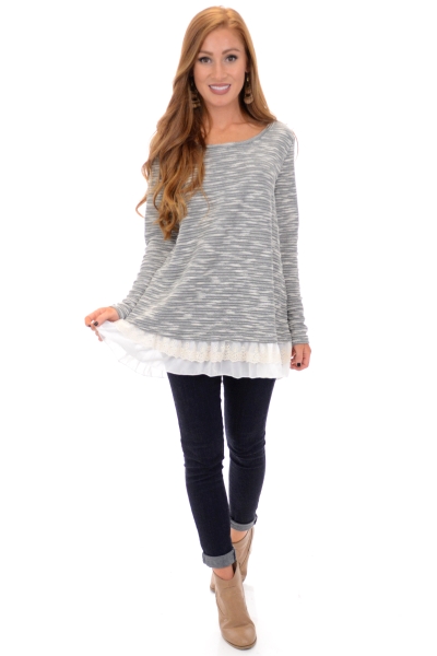 Eyelet Trim Sweater