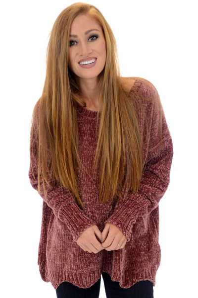 Chenille scalloped store sweater