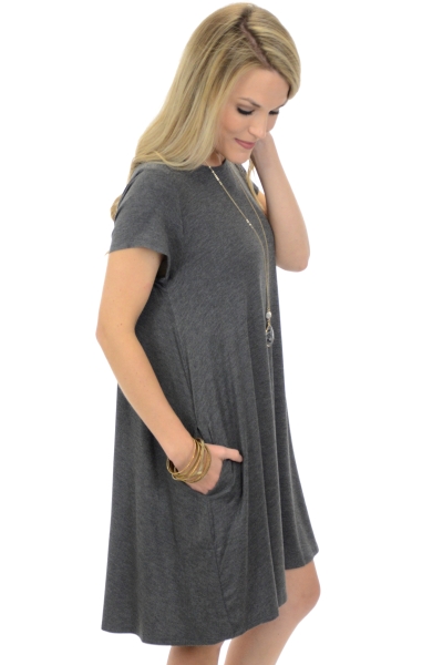 Knit Frock with Pockets, Charcoal