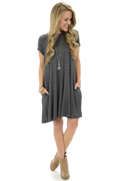 Knit Frock with Pockets, Charcoal