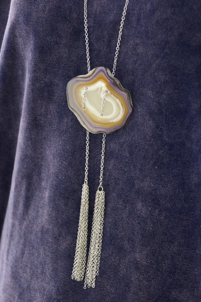 Double Tassel Agate Necklace