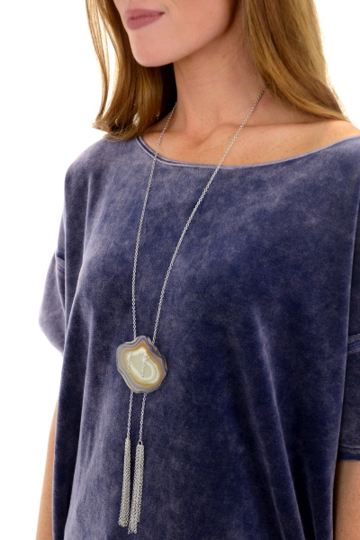 Double Tassel Agate Necklace
