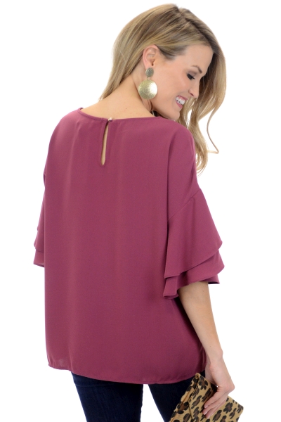 Gemma Ruffle Top, Plum