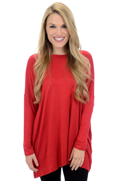 Drop Shoulder Tunic, Red