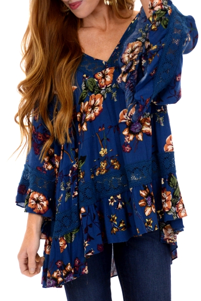 Blue Boho Top